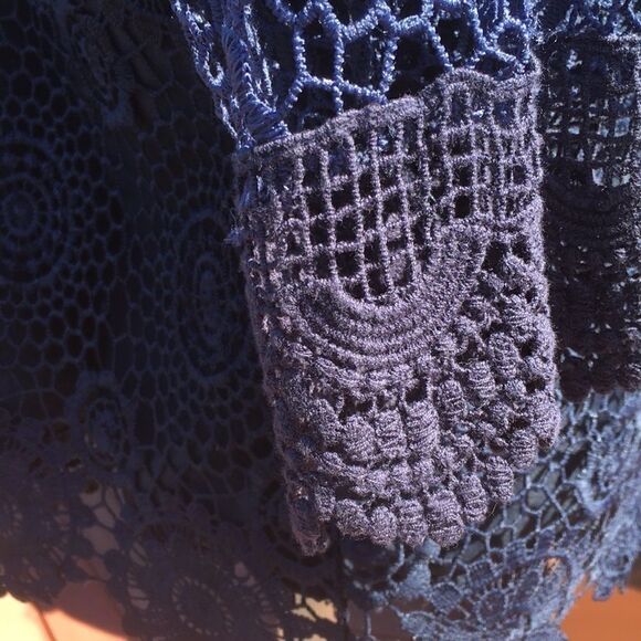 Nannette by Nanette Lepore short sleeve lined top lace ombré navy blue 2 - Picture 6 of 8